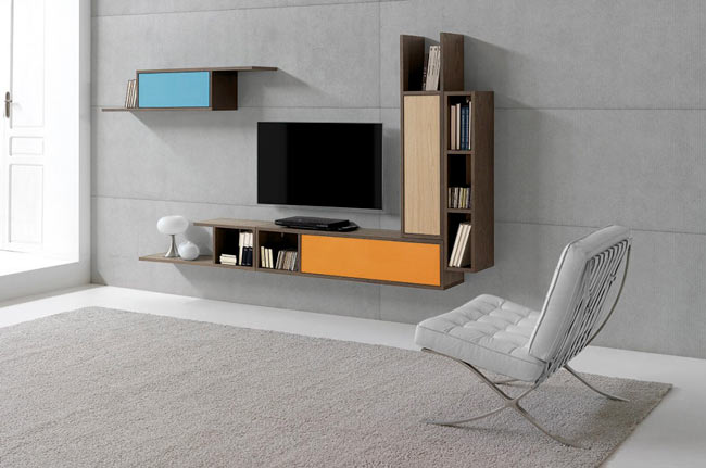 mueble salon modular marron